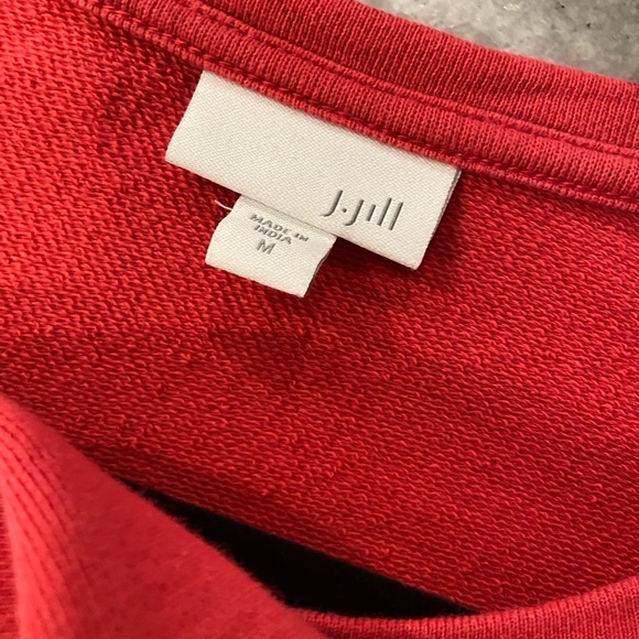 J. Jill Size M Red Pink Long Sleeve Sweatshirt Mini Dress Pockets Crew Neck - Picture 8 of 11